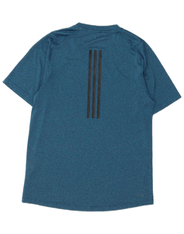 Adidas Mens Climalite T-Shirt Top Small Navy Blue Striped Polyester