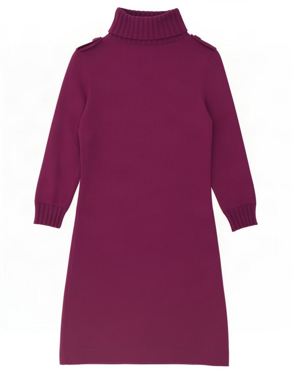 Zara Womens 3/4 Sleeve Roll Neck Jumper Dress UK 12 Medium Purple