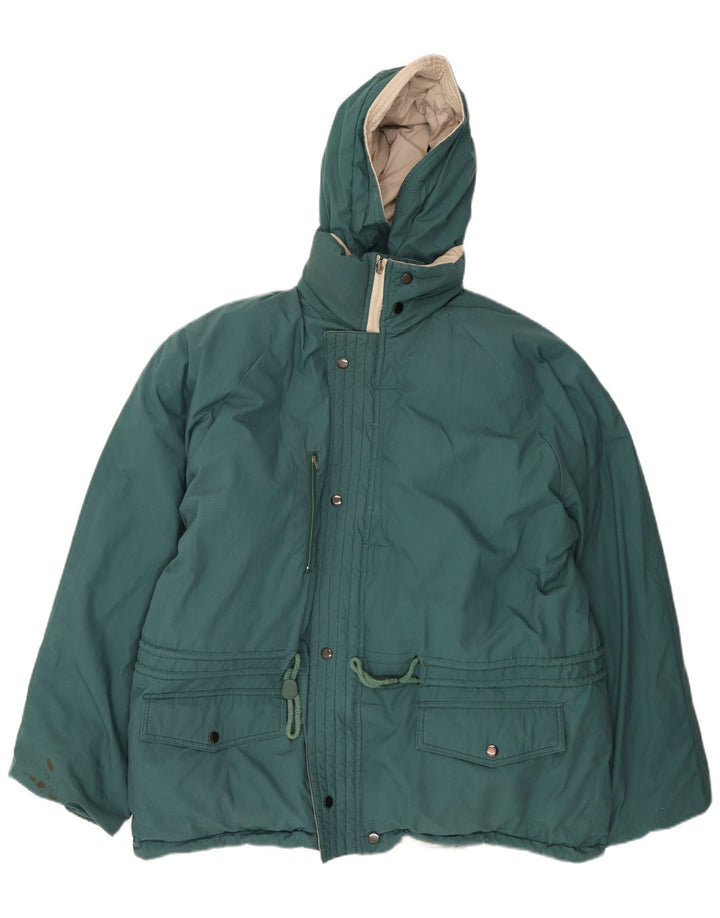 Brugi Mens Hooded Padded Reversible Jacket IT 54 2XL Green