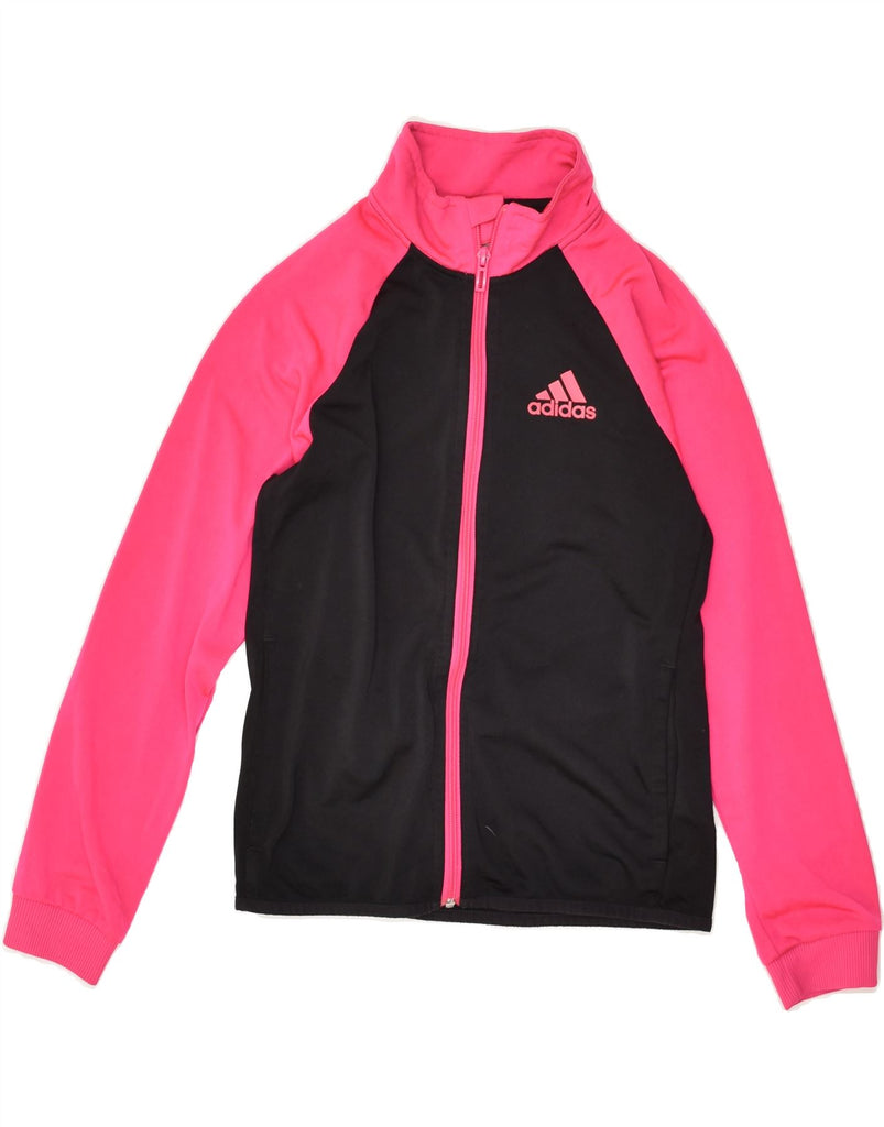 ADIDAS Girls Tracksuit Top Jacket 11-12 Years Pink Colourblock Polyester | Vintage Adidas | Thrift | Second-Hand Adidas | Used Clothing | Messina Hembry 