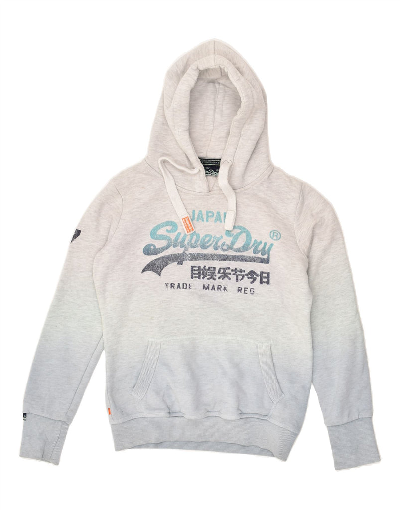 SUPERDRY Womens Graphic Hoodie Jumper UK 10 Small Grey Tie Dye Cotton | Vintage Superdry | Thrift | Second-Hand Superdry | Used Clothing | Messina Hembry 