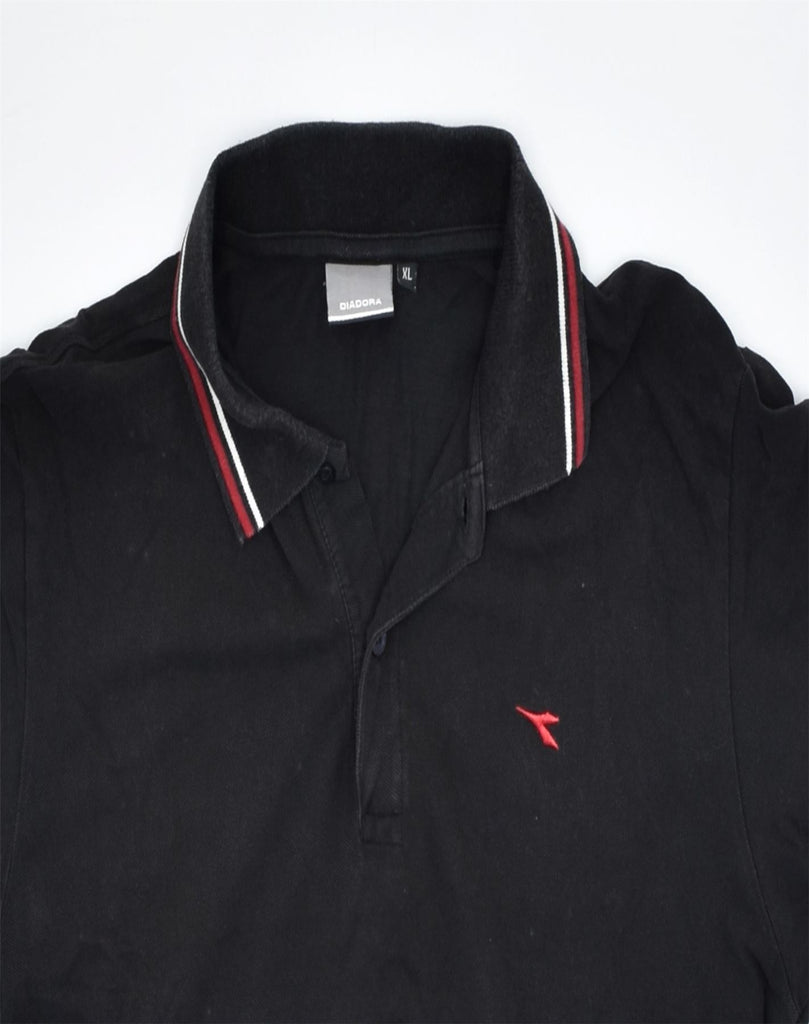 DIADORA Mens Slim Polo Shirt XL Black Cotton | Vintage | Thrift | Second-Hand | Used Clothing | Messina Hembry 