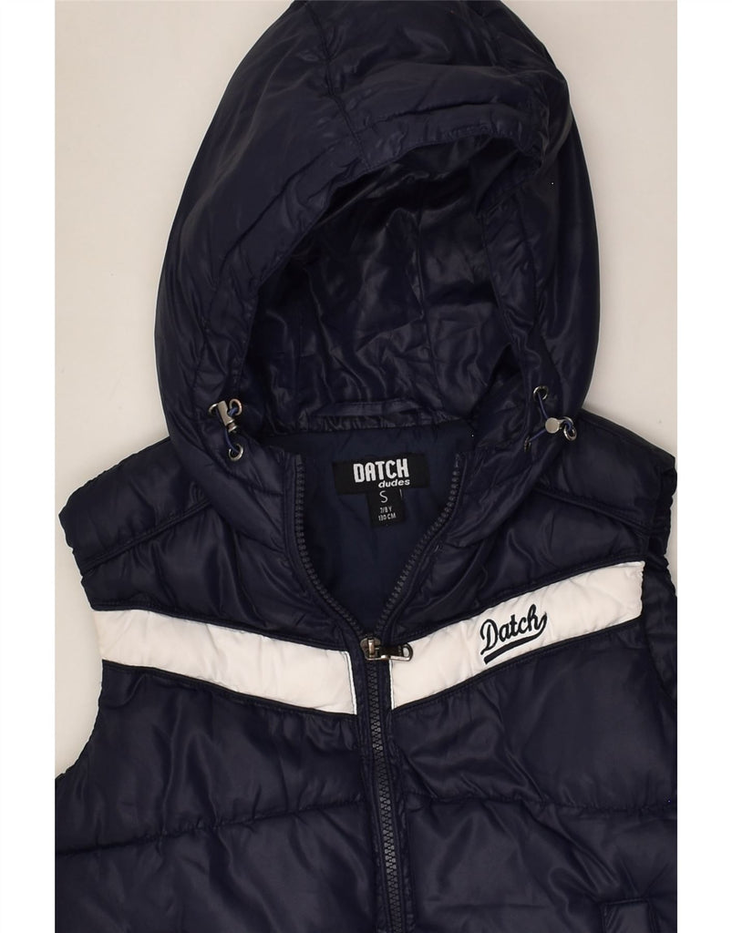 DATCH Boys Hooded Padded Gilet 7-8 Years Small  Navy Blue Polyester | Vintage Datch | Thrift | Second-Hand Datch | Used Clothing | Messina Hembry 