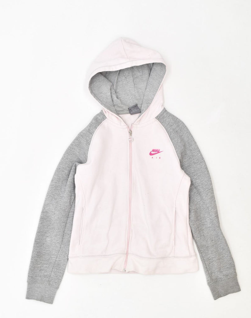 NIKE Womens Graphic Zip Hoodie Sweater UK 10/12 Medium Pink Cotton | Vintage Nike | Thrift | Second-Hand Nike | Used Clothing | Messina Hembry 