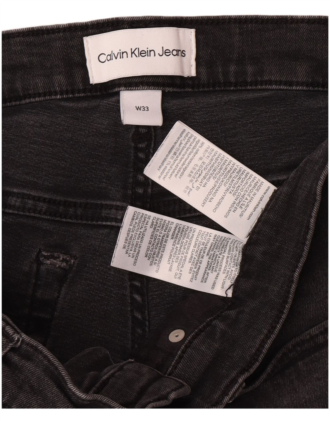 Calvin Klein Mens Slim Denim Shorts W33 Medium Grey Cotton