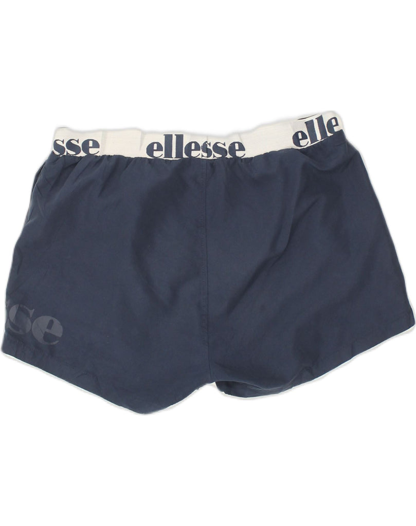 ELLESSE Womens Graphic Sport Shorts UK 14 Medium Navy Blue Polyester | Vintage Ellesse | Thrift | Second-Hand Ellesse | Used Clothing | Messina Hembry 