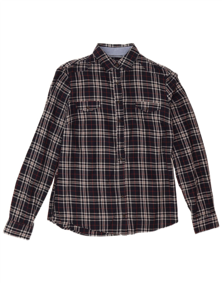 Massimo Dutti Womens Shirt EU 38 Small Navy Blue Check