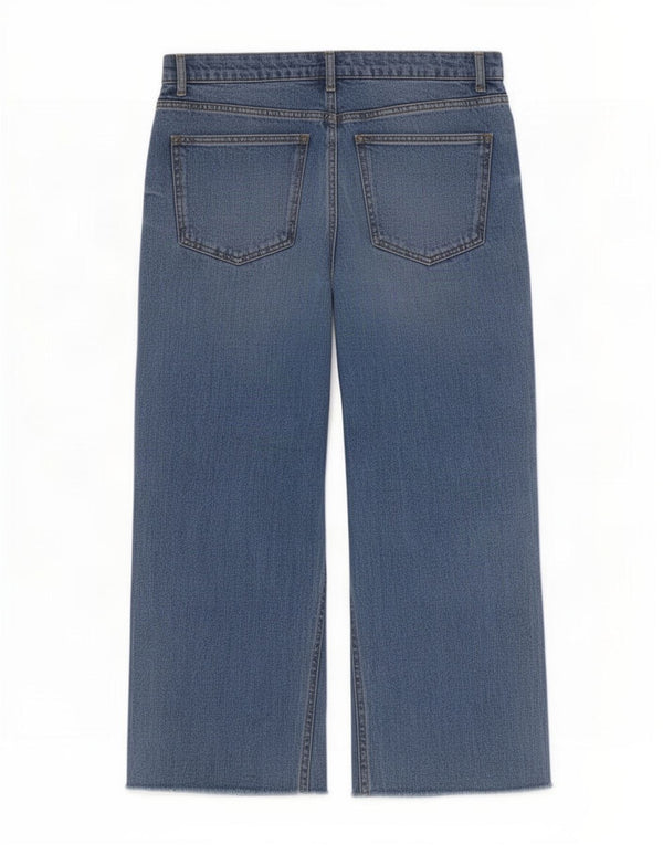 Zara Womens Loose Fit Cropped Jeans EU 40 Medium W30 L23 Blue Cotton