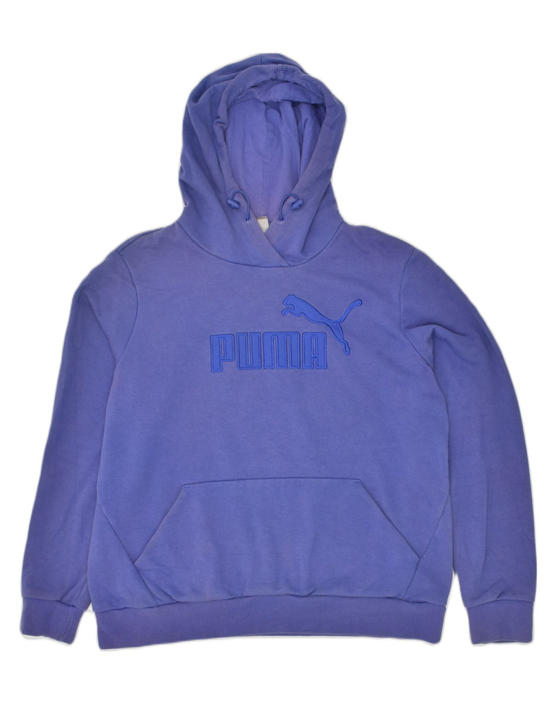 PUMA Womens Graphic Hoodie Jumper UK 18  XL  Blue Cotton | Vintage Puma | Thrift | Second-Hand Puma | Used Clothing | Messina Hembry 