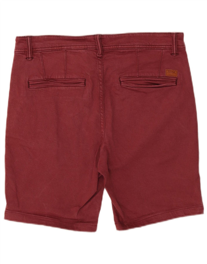Timberland Mens Denim Shorts W33 Medium Burgundy Cotton