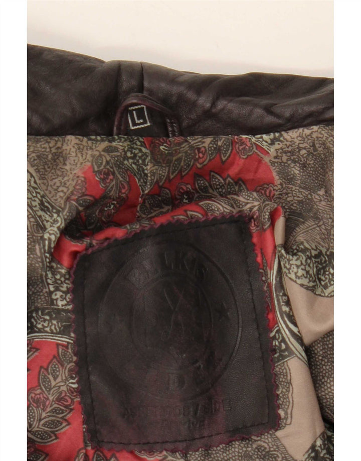 Vintage Womens Leather Jacket UK 12 Medium Black Leather