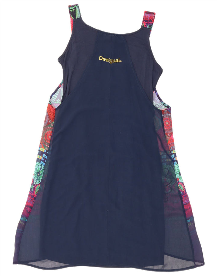 Desigual Womens Abstract Pattern Sleeveless Basic Dress EU 34 XS Navy Blue