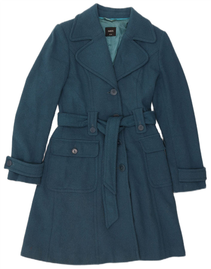 Oasis Womens Overcoat UK 10 Small Blue Wool