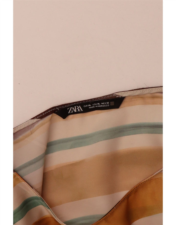 Zara Womens Long Sleeve Blouse Top UK 18 XL Multicoloured Striped