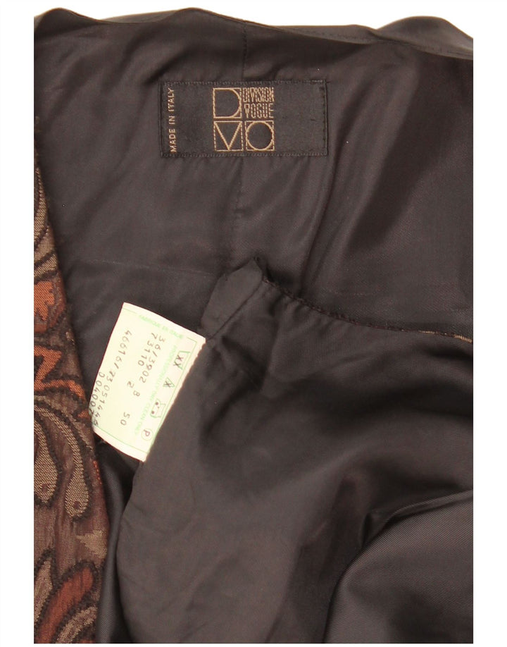 Division Vogue Mens Waistcoat IT 50 Medium Brown Floral Wool