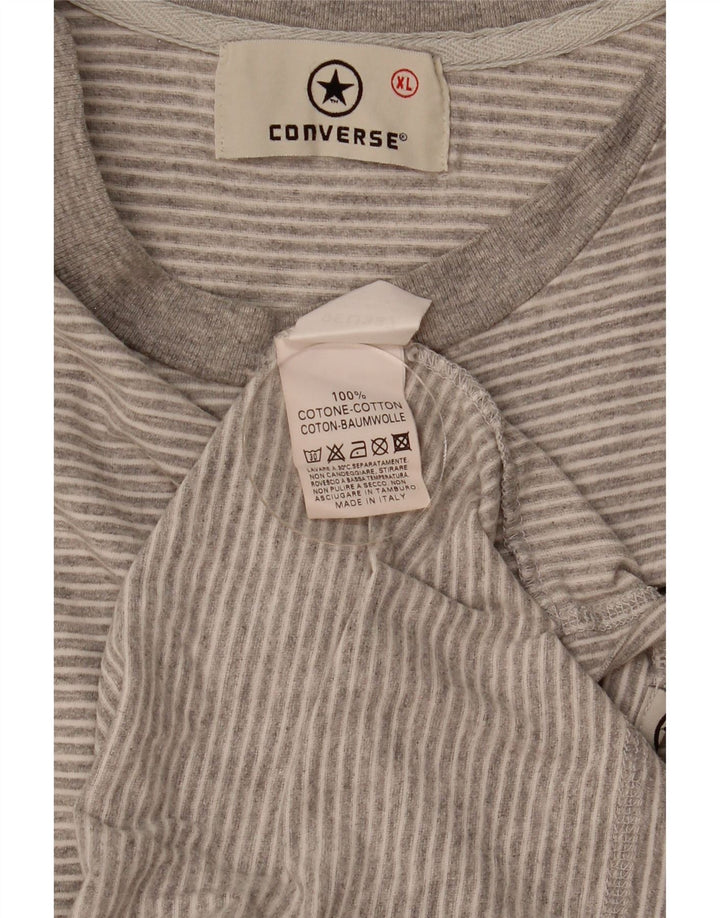 Converse Mens T-Shirt Top XL Grey Pinstripe Cotton