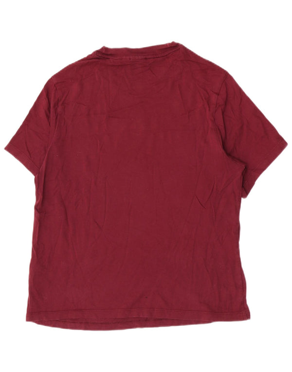 Adidas Womens T-Shirt Top UK 12 Medium Burgundy Cotton