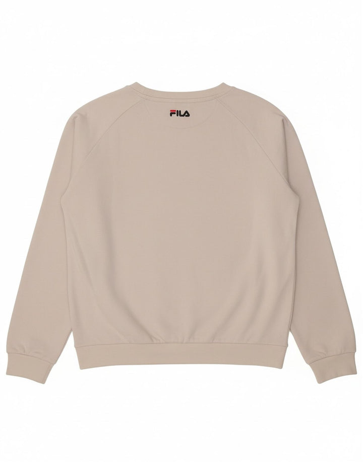 FILA Girls Graphic Sweatshirt Jumper 9-10 Years White Cotton