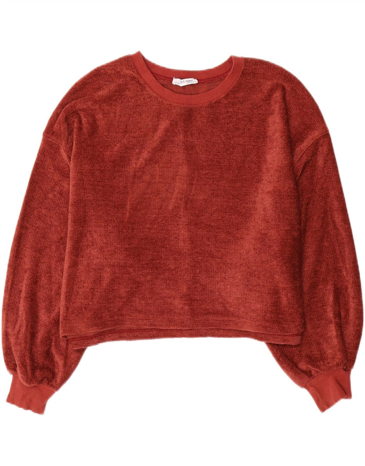 Zara Womens Oversized Boat Neck Jumper Sweater UK 10 Small Red Polyester