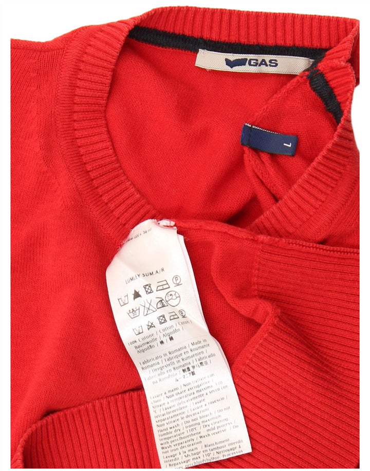 Gas Mens Crew Neck Jumper Sweater Large Red Cotton