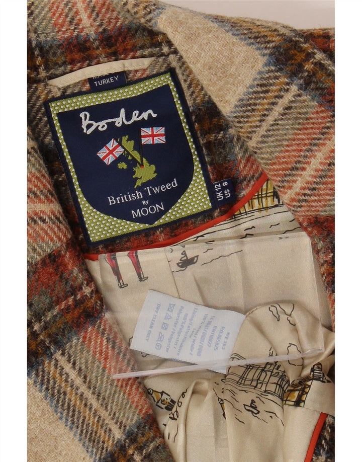 BODEN Womens 2 Button Blazer Jacket UK 12 Medium Multicoloured Check Wool
