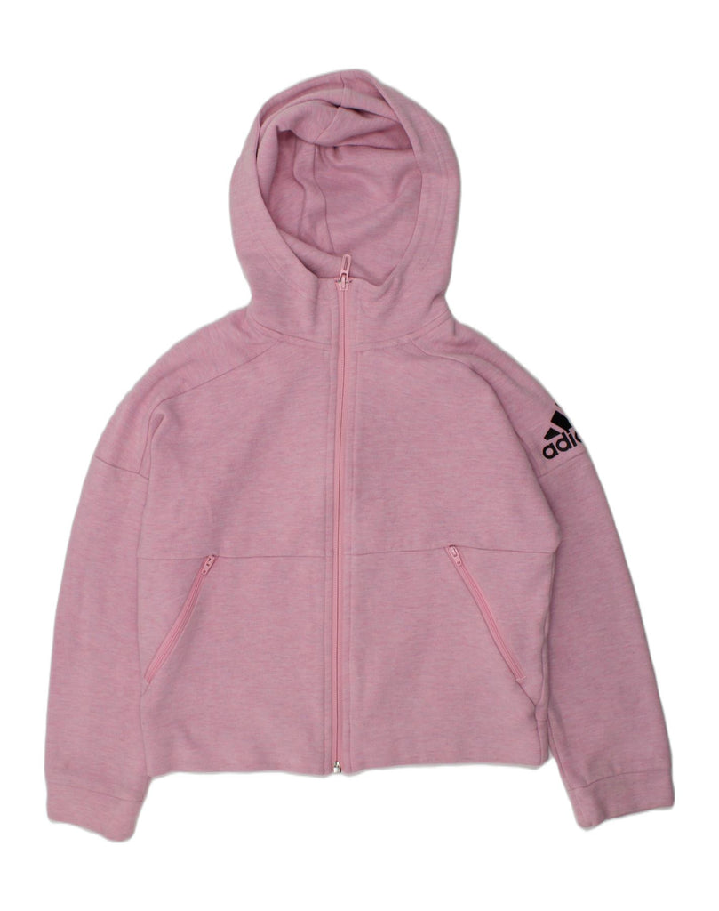 ADIDAS Girls Zip Hoodie Sweater 9-10 Years Pink Cotton | Vintage Adidas | Thrift | Second-Hand Adidas | Used Clothing | Messina Hembry 