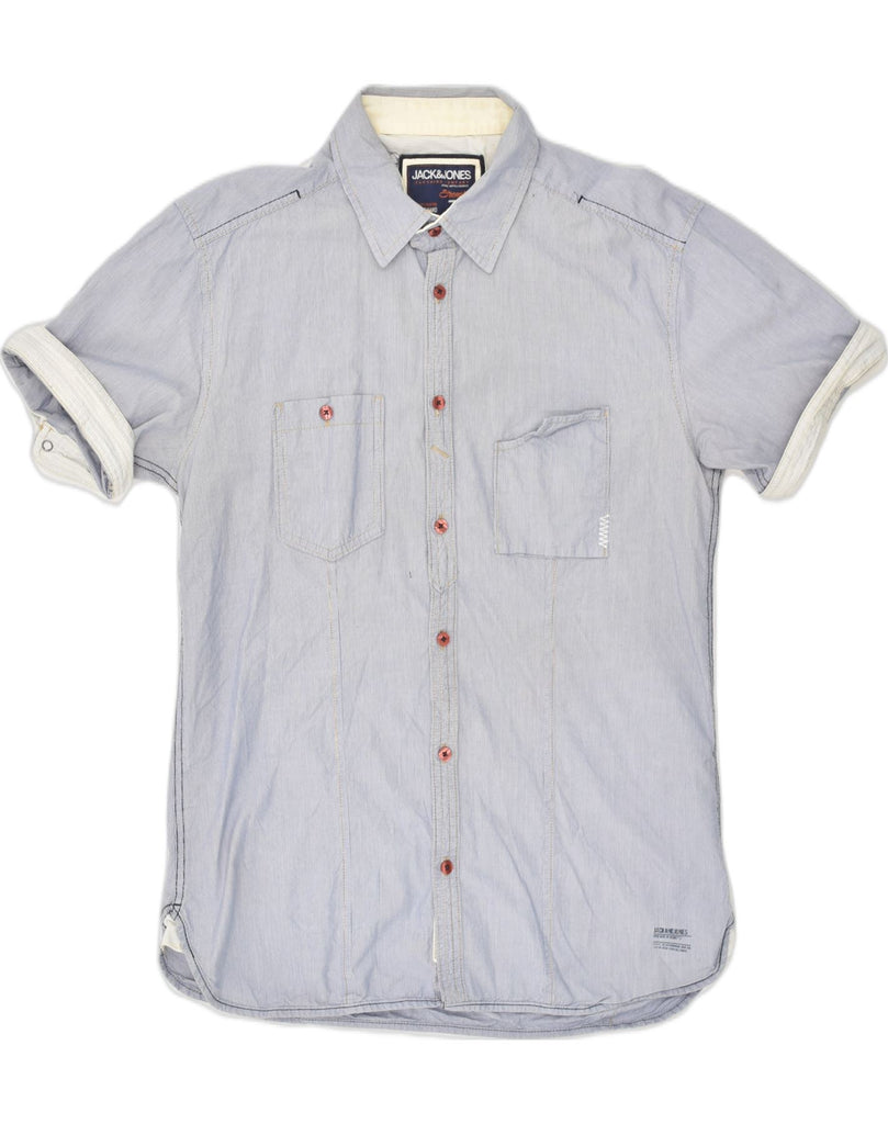 JACK & JONES Mens Short Sleeve Shirt Large Blue Check Cotton | Vintage Jack & Jones | Thrift | Second-Hand Jack & Jones | Used Clothing | Messina Hembry 