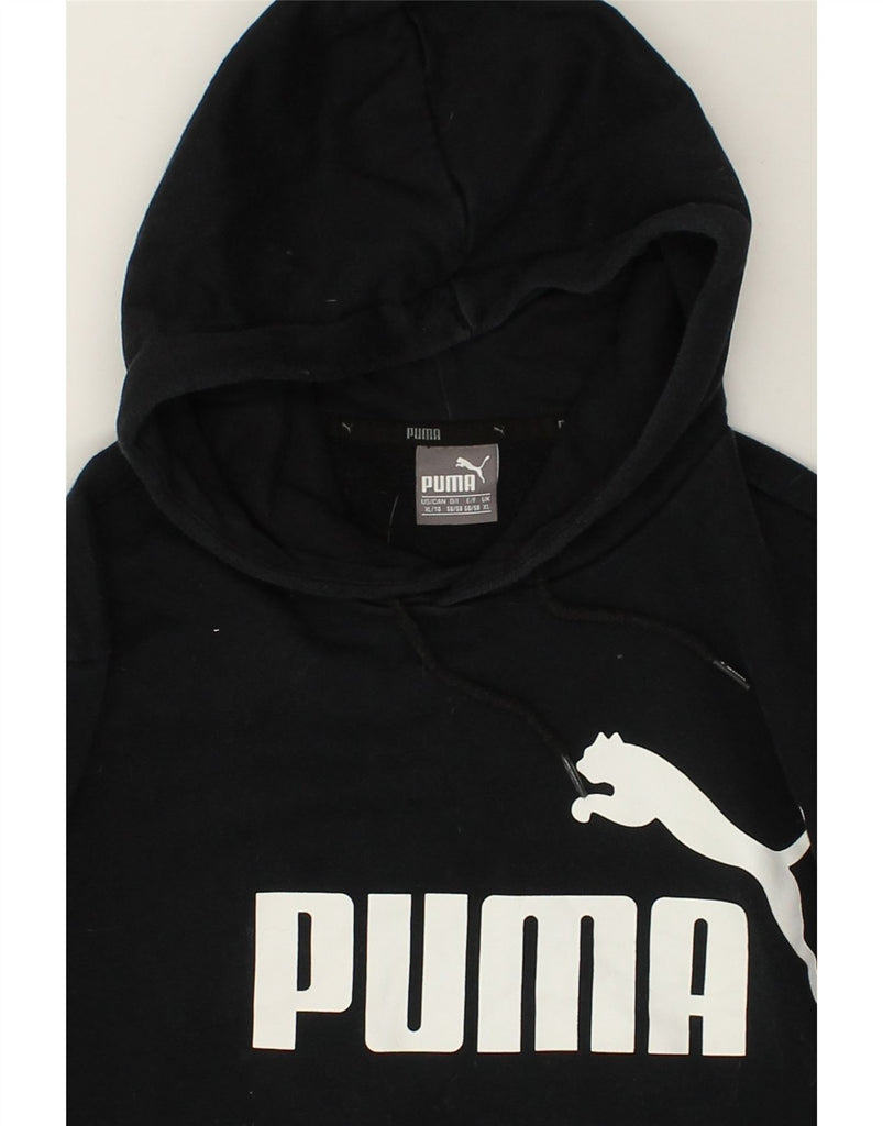 PUMA Mens Graphic Hoodie Jumper XL Black Cotton | Vintage Puma | Thrift | Second-Hand Puma | Used Clothing | Messina Hembry 