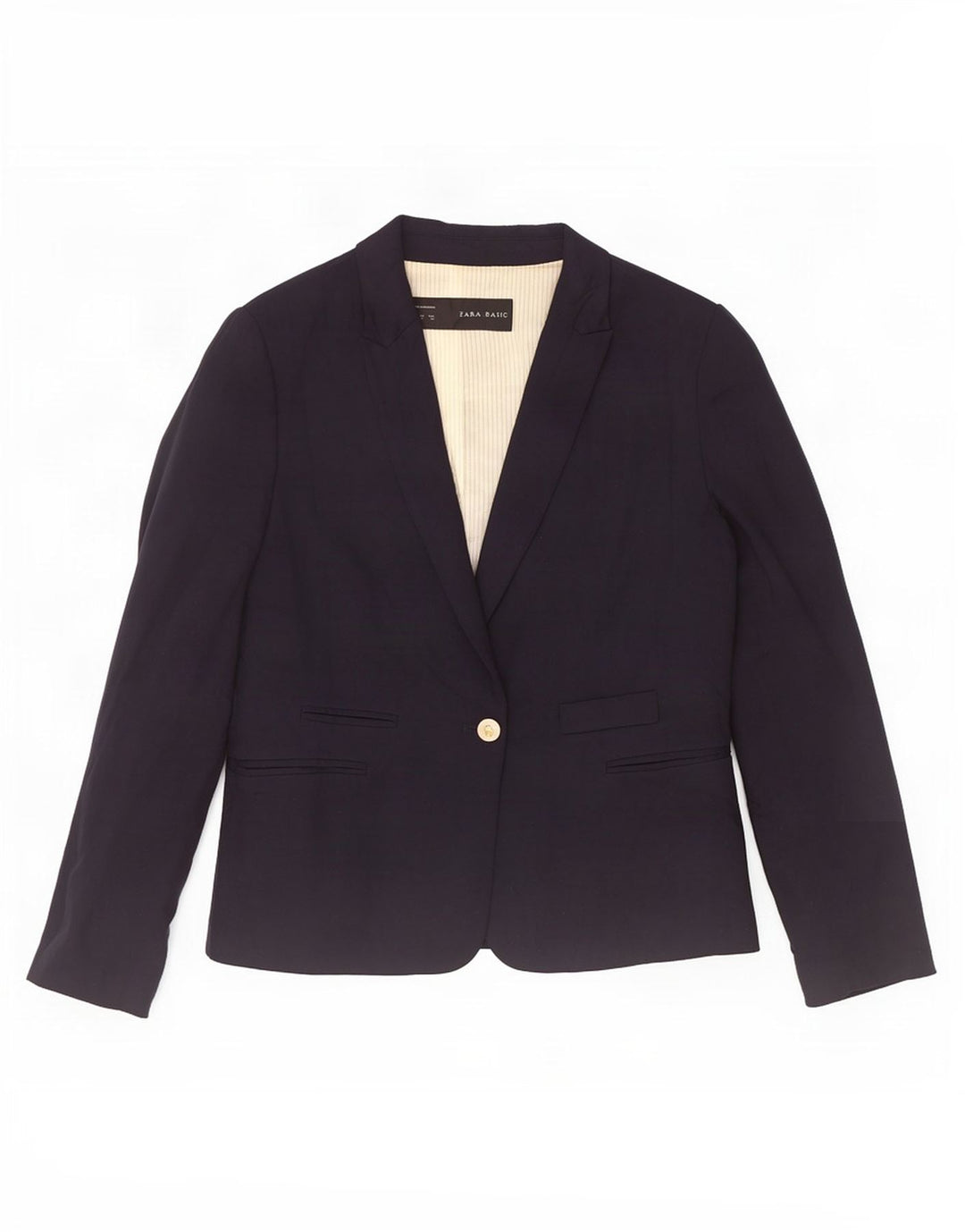Zara Womens 1 Button Blazer Jacket UK 18 XL Navy Blue Viscose