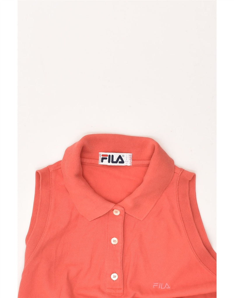 FILA Womens Sleeveless Polo Shirt IT 44 Medium Orange Cotton | Vintage Fila | Thrift | Second-Hand Fila | Used Clothing | Messina Hembry 