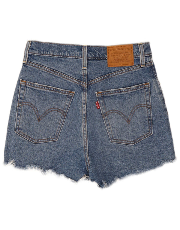 Levi's Womens Ribcage High Waist Denim Shorts W26 Small Blue Cotton