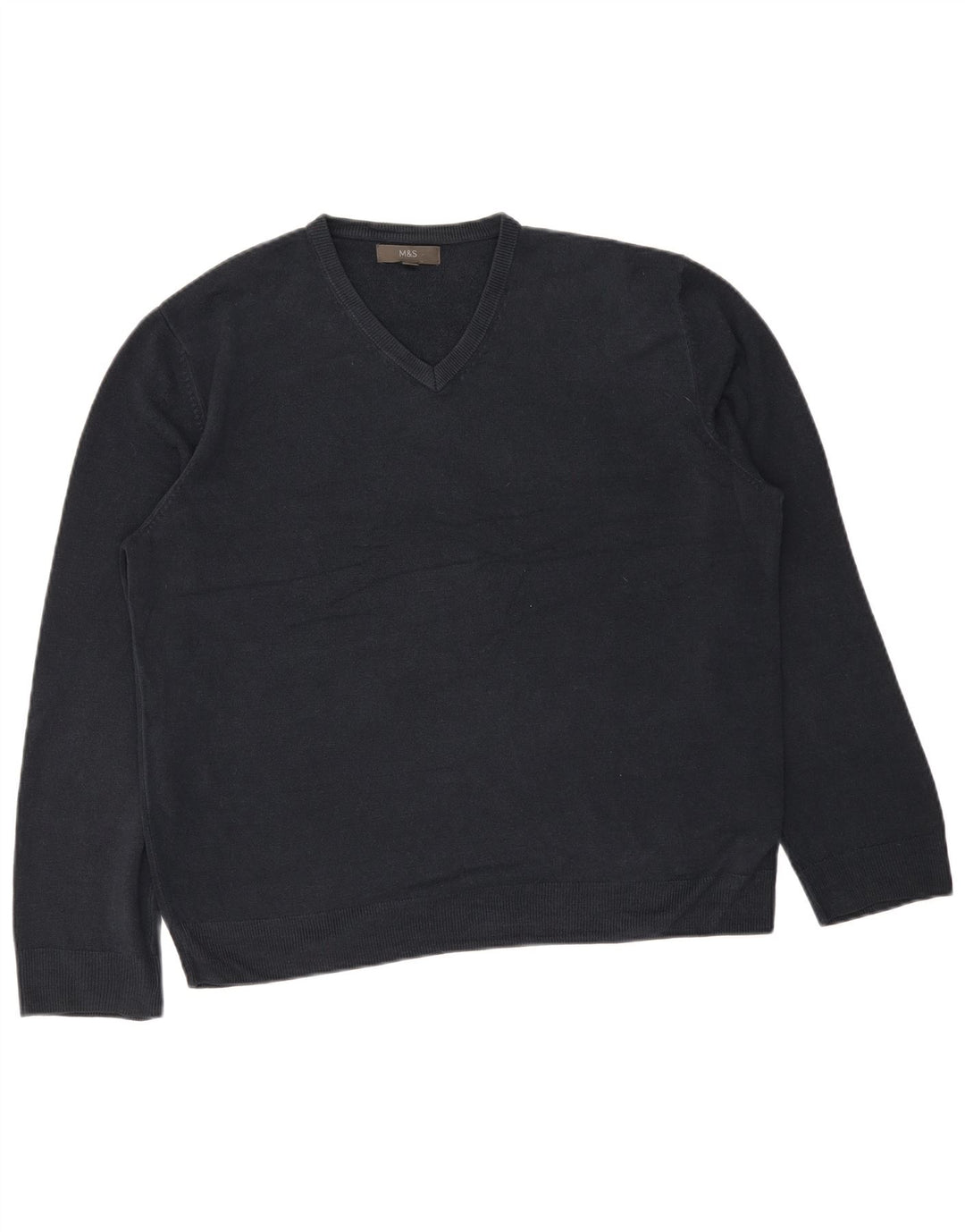 Marks & Spencer Mens V-Neck Jumper Sweater 2XL Navy Blue Acrylic