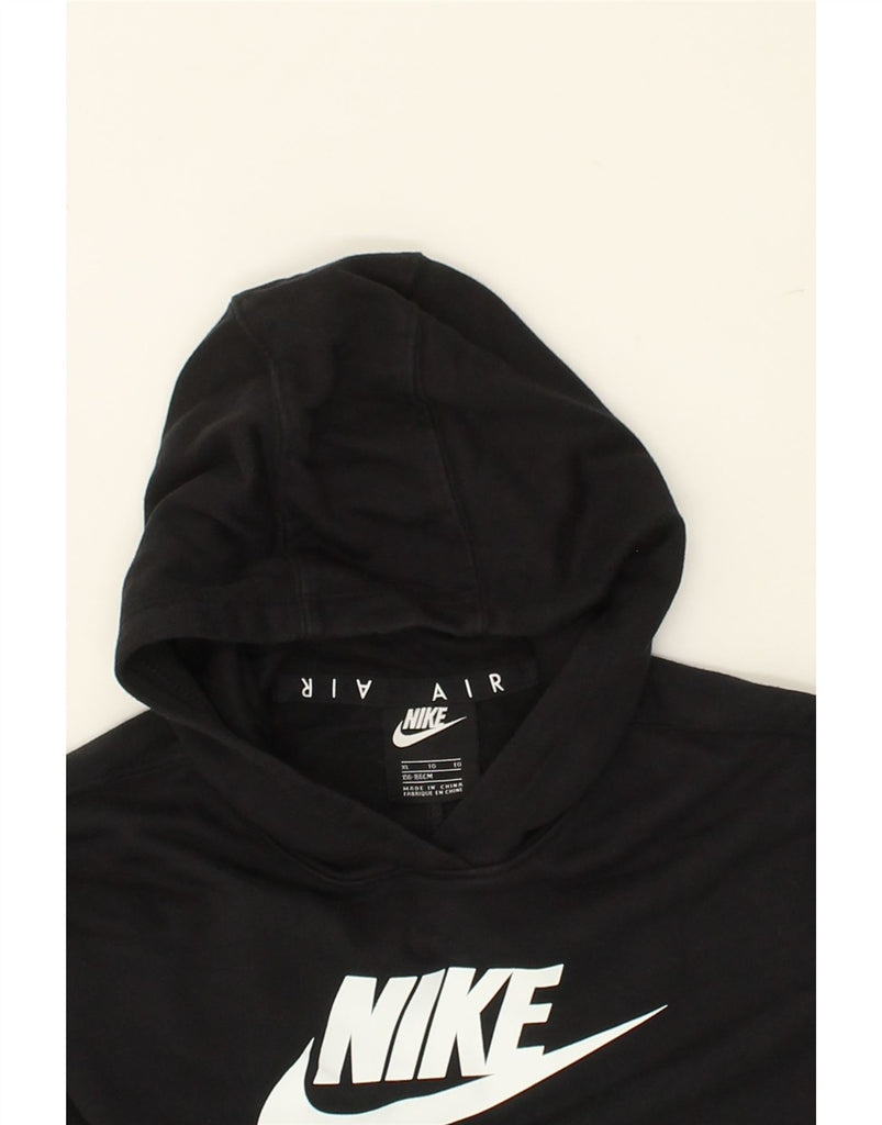 NIKE Girls Crop Graphic Hoodie Jumper 13-14 Years XL Black Cotton | Vintage Nike | Thrift | Second-Hand Nike | Used Clothing | Messina Hembry 