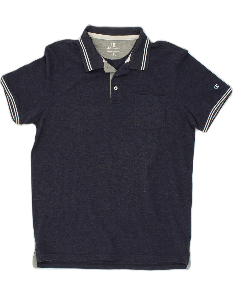 CHAMPION Mens Polo Shirt XL Navy Blue Cotton | Vintage Champion | Thrift | Second-Hand Champion | Used Clothing | Messina Hembry 