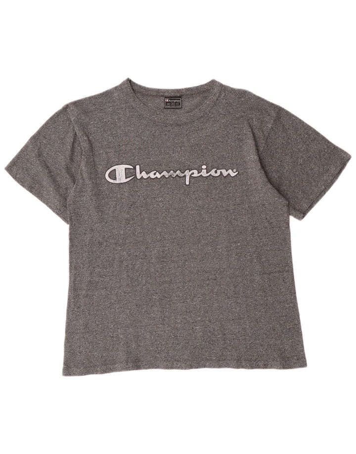 Champion Mens Graphic T-Shirt Top Medium Grey Flecked