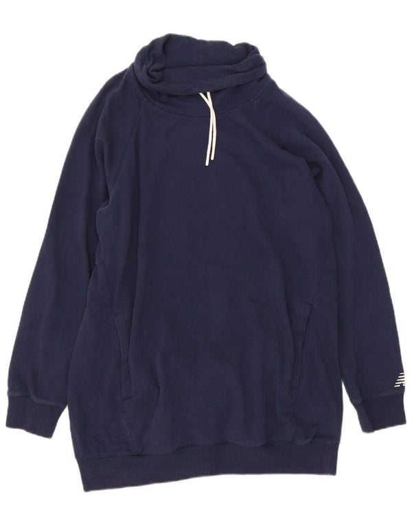 New Balance Womens Longline Sweatshirt Jumper UK 16 Large Navy Blue Cotton