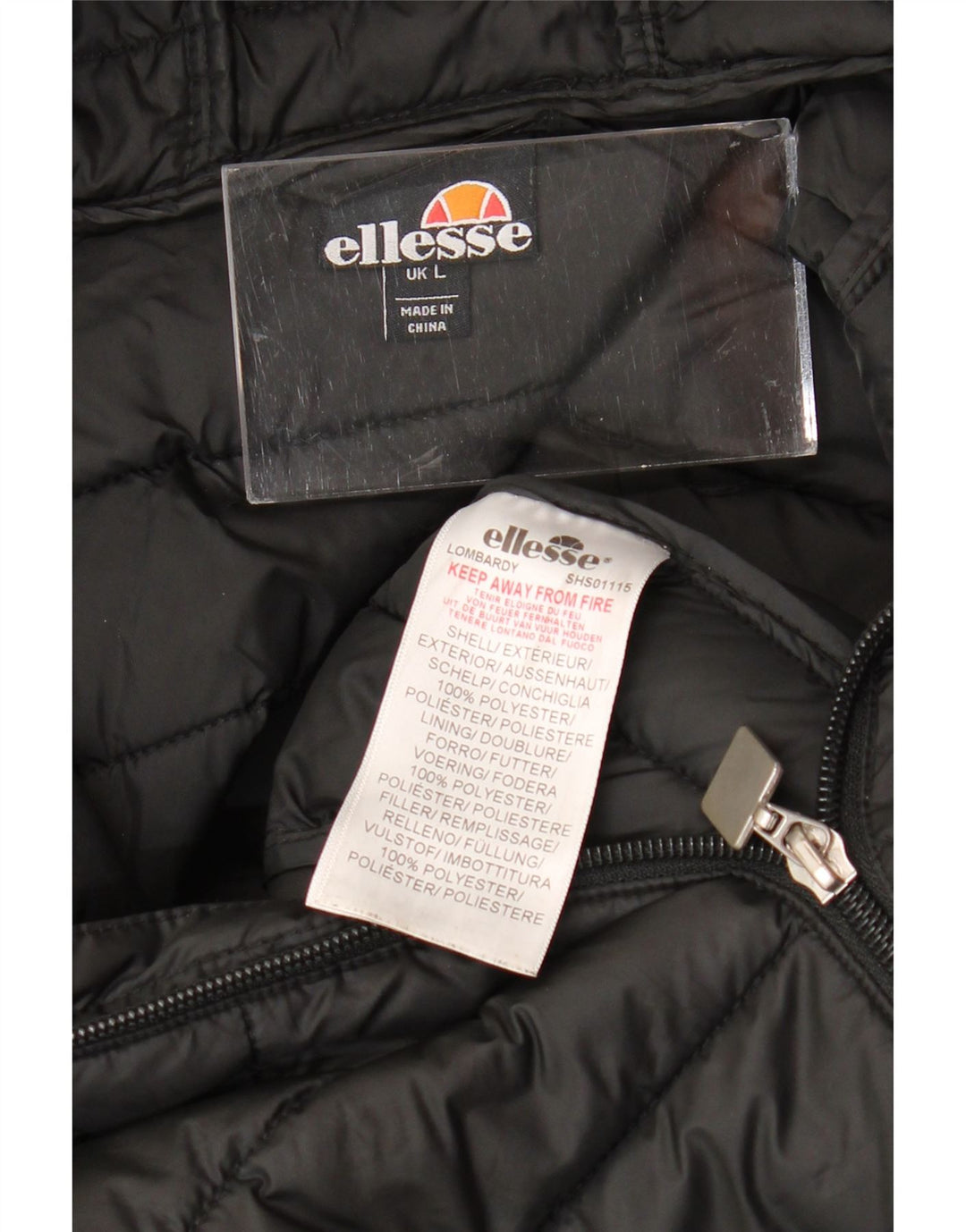 ELLESSE Mens Hooded Padded Jacket UK 40 Large Black Polyester