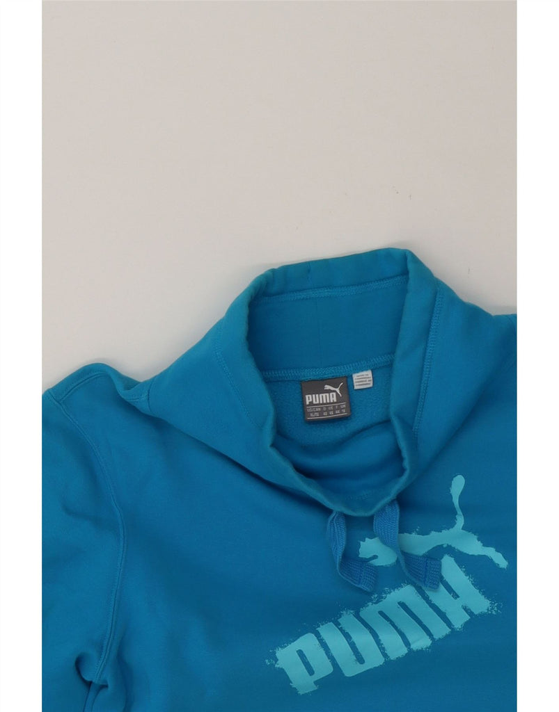 PUMA Womens Graphic Sweatshirt Jumper UK 16 Large Blue Cotton Vintage Puma and Second-Hand Puma from Messina Hembry 