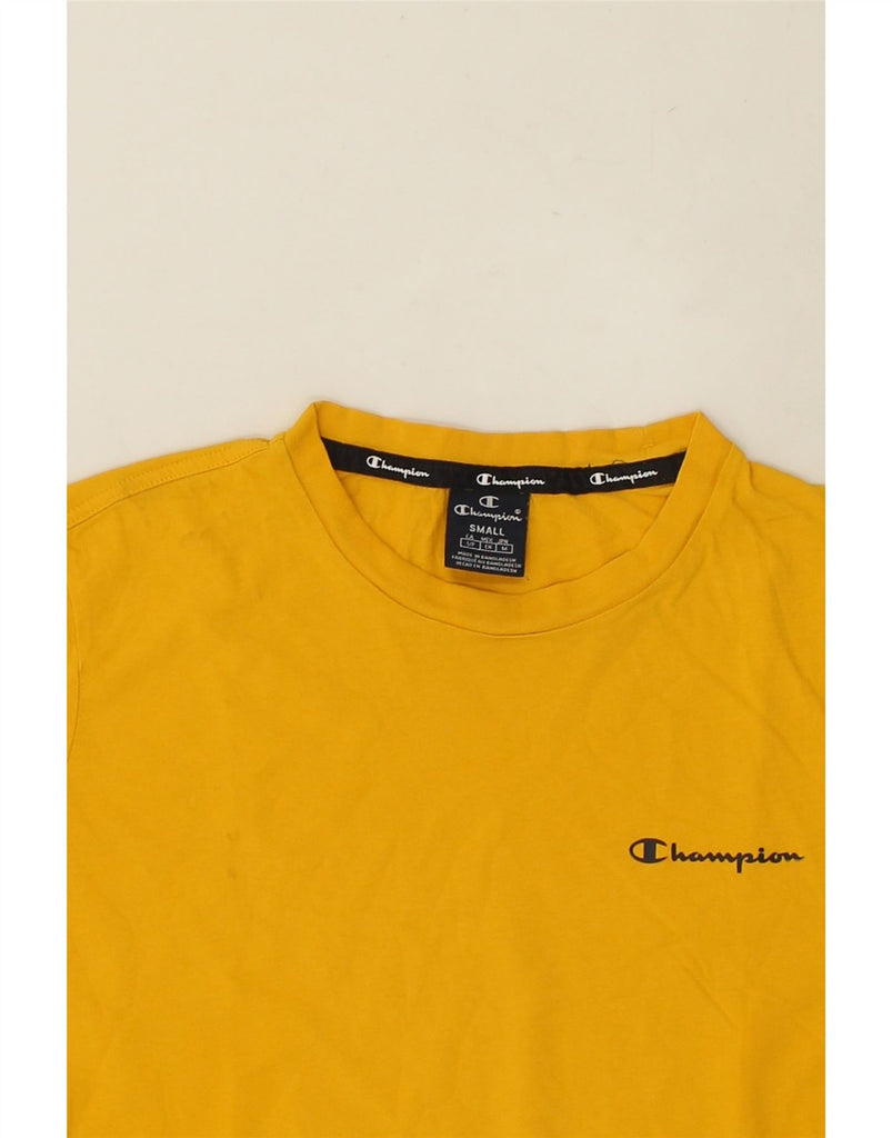 CHAMPION Womens T-Shirt Top UK 10 Small Yellow | Vintage Champion | Thrift | Second-Hand Champion | Used Clothing | Messina Hembry 