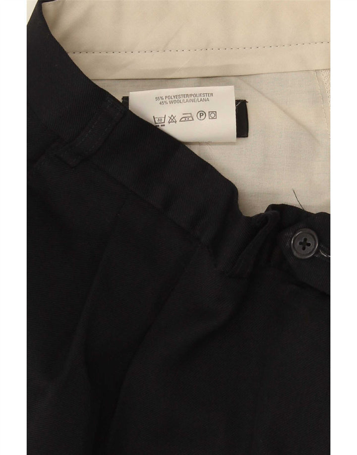 Marks & Spencer Mens Pegged Suit Trousers W36 L31 Navy Blue Polyester