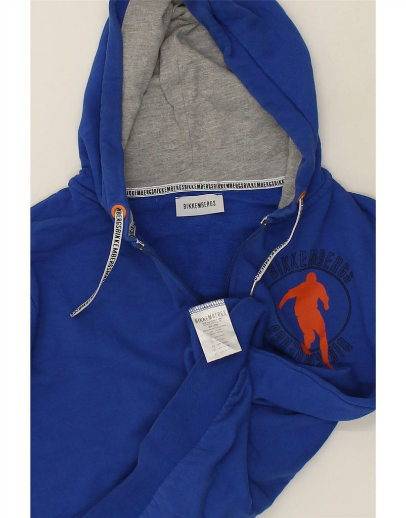 BIKKEMBERGS Boys Graphic Zip Hoodie Sweater 11-12 Years Navy Blue Cotton | Vintage Bikkembergs | Thrift | Second-Hand Bikkembergs | Used Clothing | Messina Hembry 