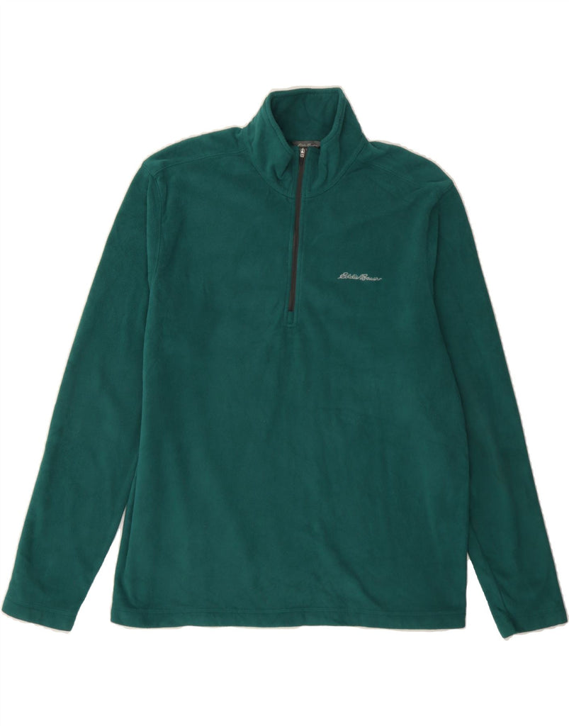 EDDIE BAUER Mens Zip Neck Fleece Jumper Large Green Polyester Vintage Eddie Bauer and Second-Hand Eddie Bauer from Messina Hembry 