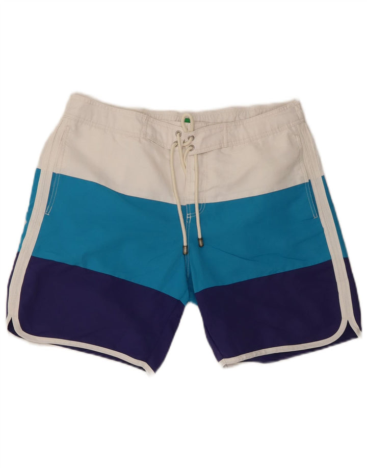 BENETTON Mens Swimming Shorts Medium  Blue Colourblock Polyester