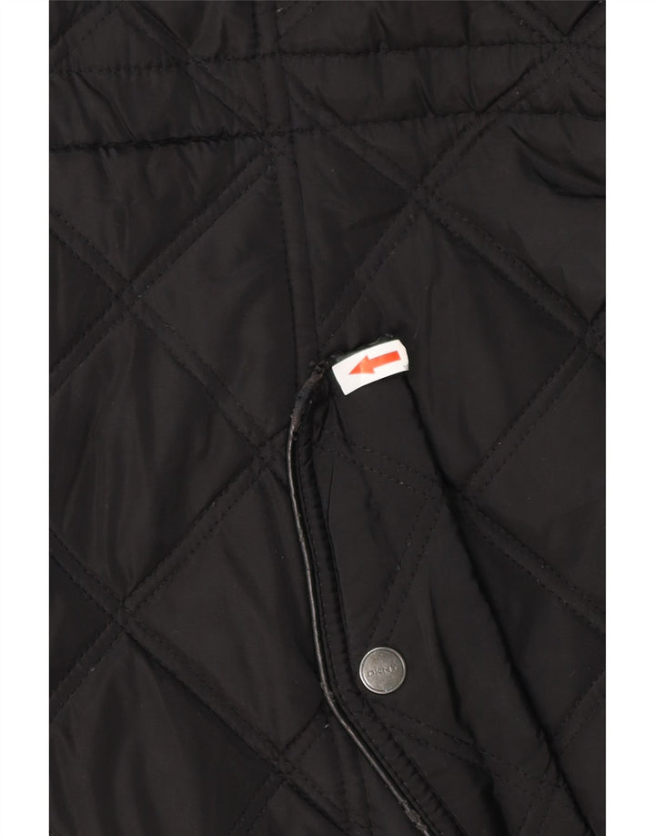 DKNY Womens Hooded Quilted Overcoat UK 18 XL Black Polyester