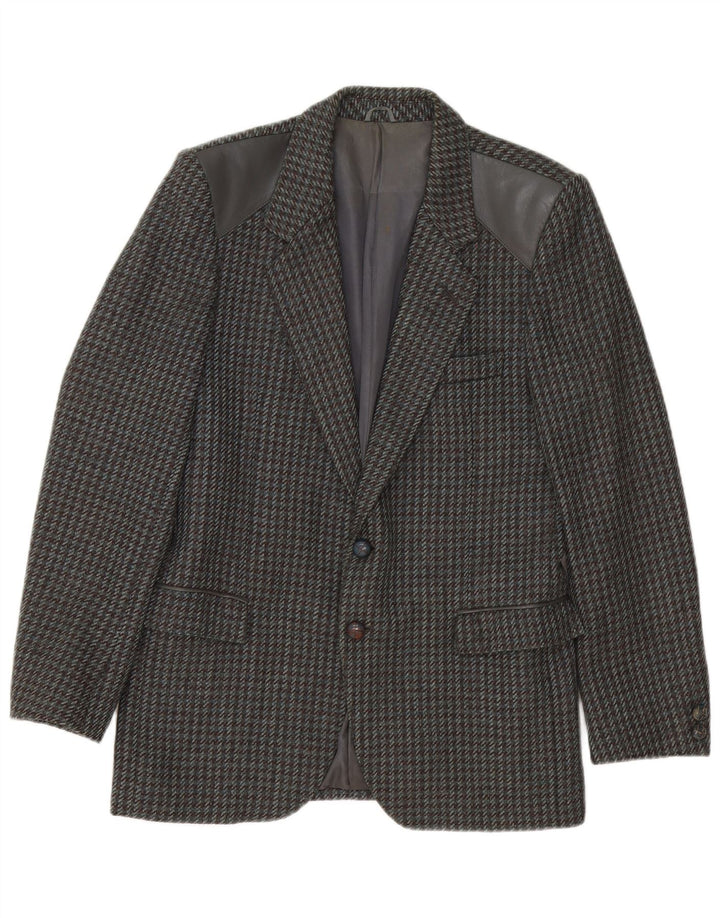 Vintage Mens 2 Button Blazer Jacket IT 46 Small Grey Houndstooth