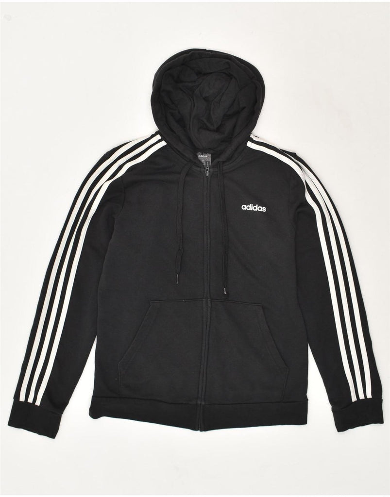 ADIDAS Womens Zip Hoodie Sweater UK 16/18 Large Black Cotton | Vintage Adidas | Thrift | Second-Hand Adidas | Used Clothing | Messina Hembry 