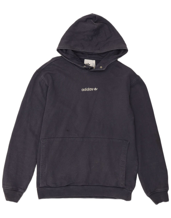 Adidas Mens Hoodie Jumper Medium Navy Blue Cotton