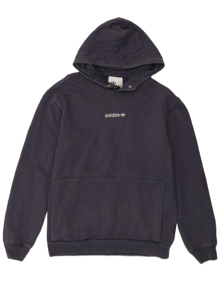Adidas Mens Hoodie Jumper Medium Navy Blue Cotton