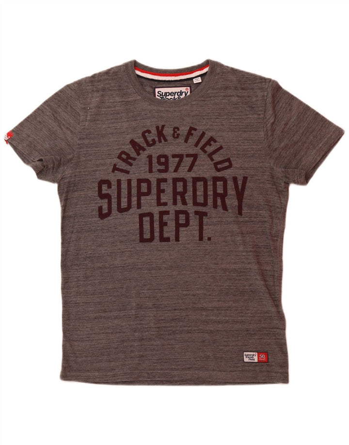 SUPERDRY Mens Graphic T-Shirt Top Medium Grey Cotton