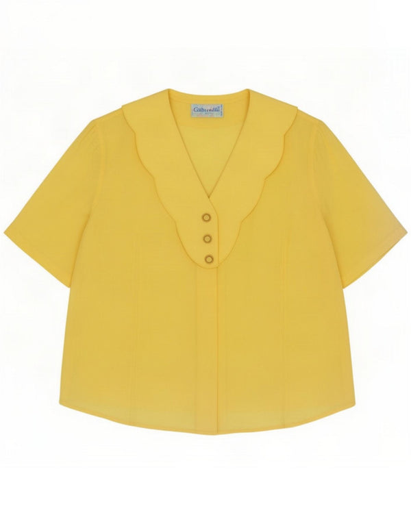 Gabri elle La Camicia Womens Short Sleeve Shirt Blouse UK 16 Large Yellow
